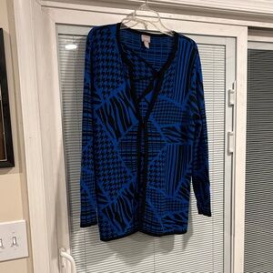 Chico's Blue and Black Patterned Top